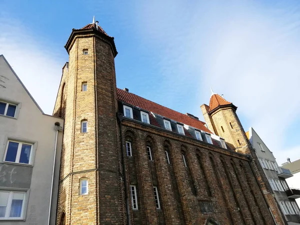 Vue Angle Bas Bâtiment Historique Traditionnel Murs Extérieurs Dans Vieille — Photo