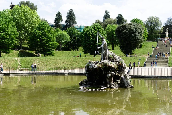 Florencia Italia Jul 2018 Una Amplia Toma Estatua Neptuno Los — Foto de Stock