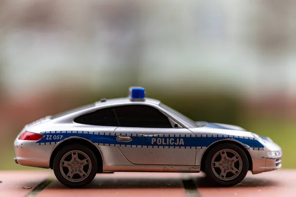 Poznan Polen Dec 2020 Plastic Speelgoed Politie Auto Model — Stockfoto