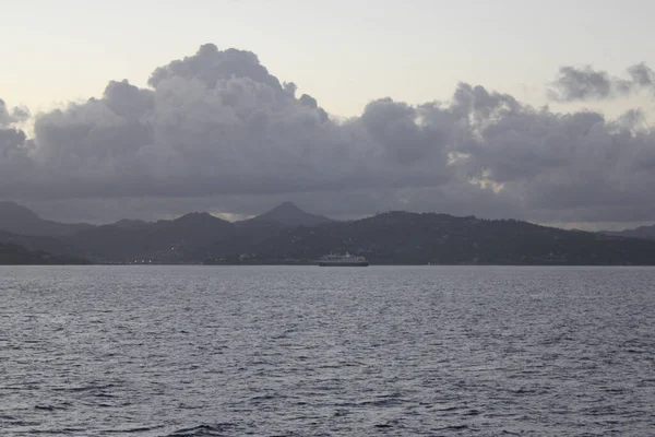 Una Vista Panorámica Del Amanecer Sobre Isla Caribeña Santa Lucía —  Fotos de Stock