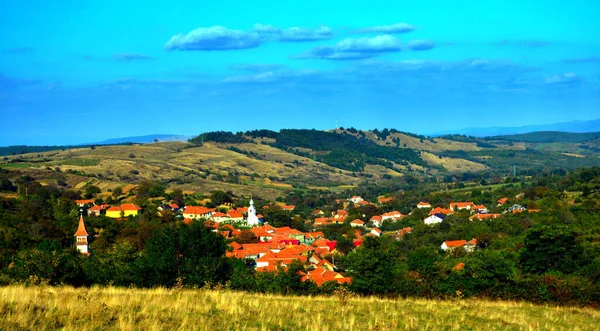 Uma Paisagem Casas Aldeia Silvasu Sus Roménia — Fotografia de Stock