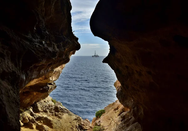 Birzebbuga Malta Ledna 2016 Pohled Mořské Jeskyně Vytvořené Vlivem Počasí — Stock fotografie