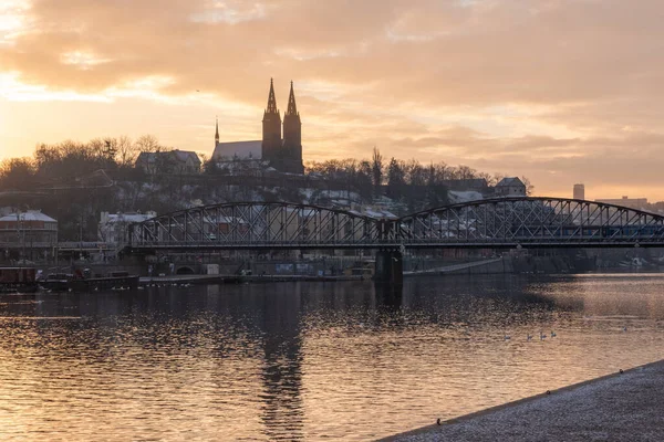 Bridge River Sunset Prague Czech Republic — Stock Photo, Image