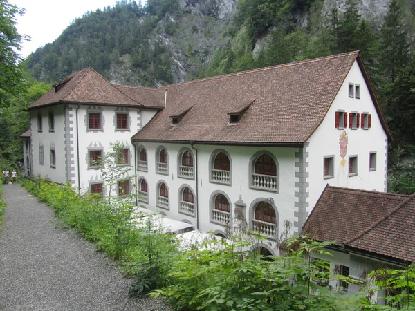 Velho Bathhouse Bad Pfaefers Sarganserland Gallen Suíça Banho Termal Histórico — Fotografia de Stock