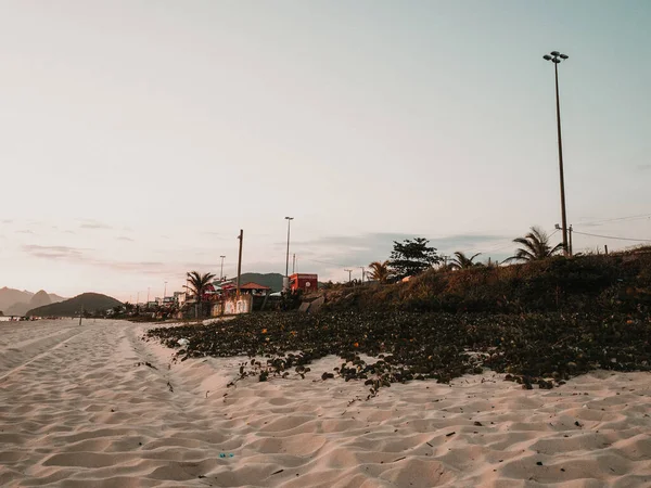 Uma Vista Textura Areia Modo Onda Costa Mar — Fotografia de Stock