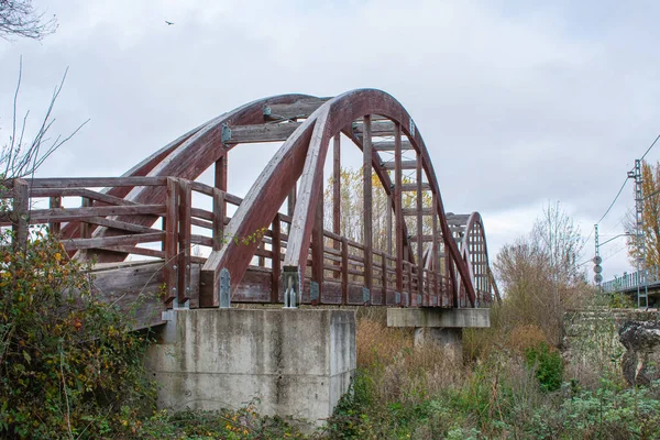 Las Tuerces Spanya Demiryolları Için Eski Bir Metal Köprünün Yakın — Stok fotoğraf