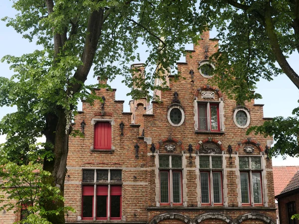 Bruges Belgium 2019 Belgium Bruges May 2019 벽돌로 역사적 하우스의 — 스톡 사진