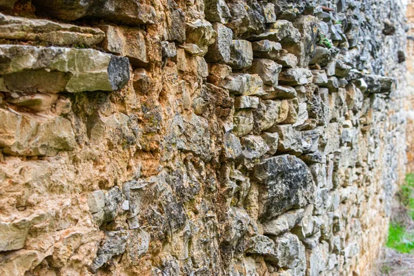 Closeup Shot Old Brick Wall Small Rocks Las Tuerces Spain — Stock Photo, Image