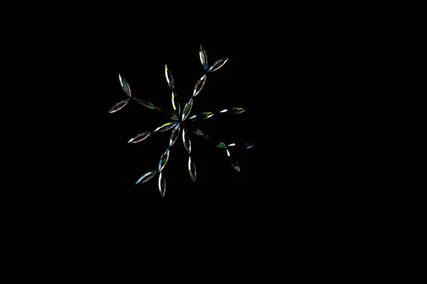 Closeup Shot Shiny Snowflake Isolated Black Background — Stock Photo, Image