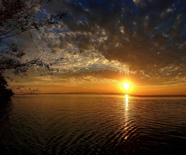Чудовий Захід Сонця Над Річкою Порту Алегрі Бразилія — стокове фото