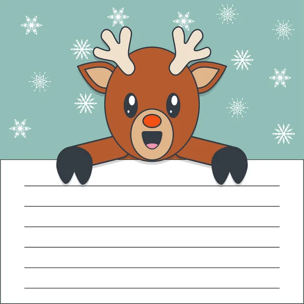 Illustration Rindeer Holding Empty Greeting Card Snowflakes Concept Christmas Season — Stock Photo, Image