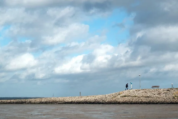 Skalisty Brzeg Przy Plaży Uchwycony Ciągu Dnia — Zdjęcie stockowe