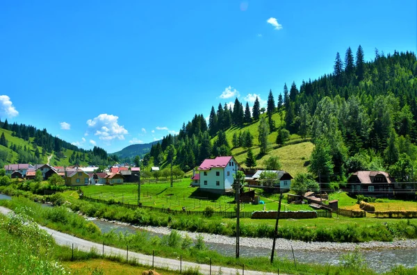 Άποψη Τοπίου Ενός Μικρού Χωριού Στην Bucovina Της Ρουμανίας Καθαρό — Φωτογραφία Αρχείου
