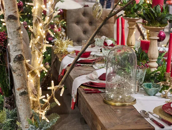 Eine Aufnahme Von Dekorativem Weihnachtsessen Das Einem Tisch Aufgestellt Ist — Stockfoto