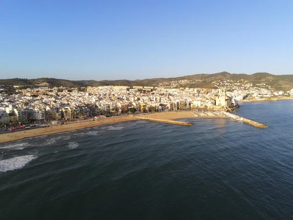 Uma Vista Aérea Aldeia Costeira Barcelona Espanha — Fotografia de Stock