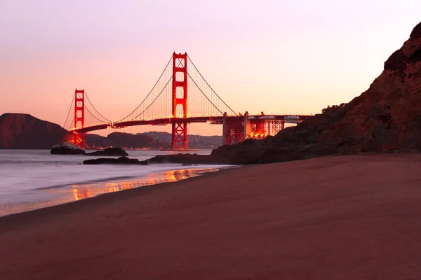 Uma Bela Vista Ponte Golden Gate São Francisco Durante Pôr — Fotografia de Stock