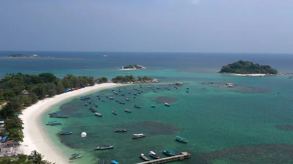 Colpo Aereo Molte Barche Pesca Vicino Alla Spiaggia — Foto Stock