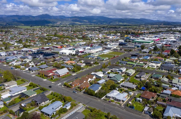 Аэросъемка Пейзажей Домов Левине Новой Зеландии — стоковое фото