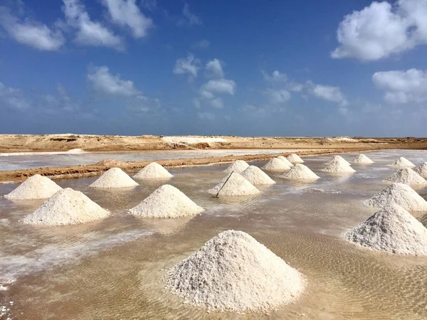 Gros Tas Rasalte Évaporé Dans Une Ferme Salée — Photo