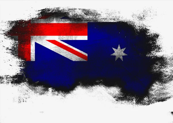 Una Ilustración Bandera Australia Pintada Con Pincel Sobre Fondo Blanco — Foto de Stock