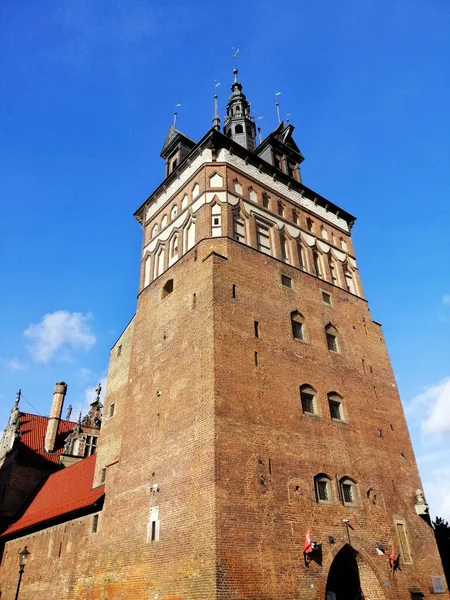 Vue Verticale Bâtiment Historique Traditionnel Dans Vieille Ville Gdansk Pologne — Photo