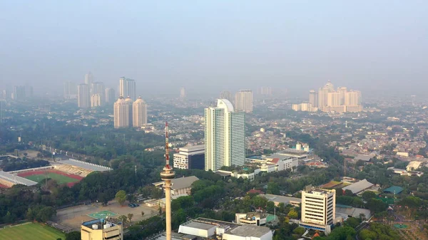 Eine Luftaufnahme Des Gelora Bung Karno Hauptstadions Senayan Jakarta Morgen — Stockfoto