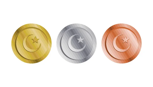 Digital Illustration Gold Bronze Silver Turkish Coins Isolated White Background — Stock Photo, Image