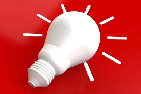 Illustration Une Ampoule Fond Rouge Isolée Rendu Concept Idée Créativité — Photo