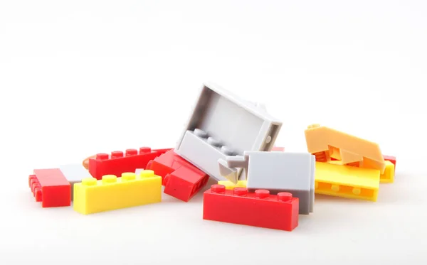 Several Plastic Toy Blocks Encouraging Learn Play — Stock Photo, Image