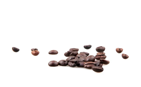 Närbild Bild Bild Kaffebönor Isolerad Vit Bakgrund — Stockfoto