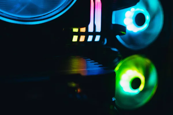 Tiro Abstrato Peças Computador Jogos Com Iluminação Rgb — Fotografia de Stock