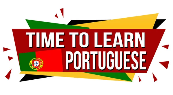 Tiempo Para Aprender Diseño Banners Portugueses Sobre Fondo Blanco Ilustración — Foto de Stock