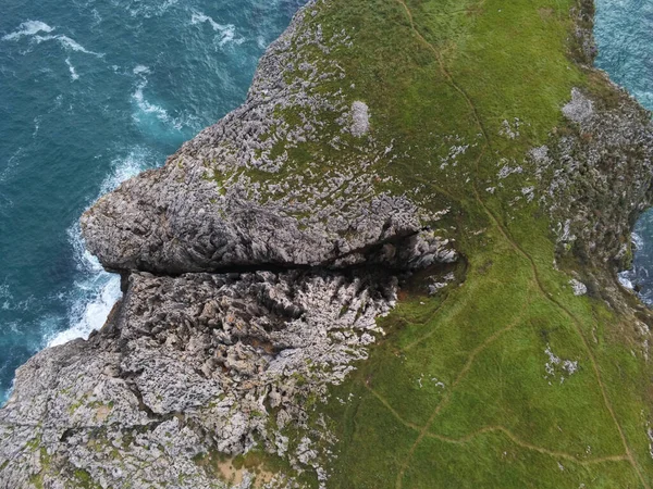 Flygbild Vackra Kustlandskap Med Stränder Asturien Spanien — Stockfoto