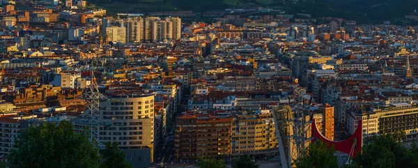 Een Panoramisch Beeld Van Het Stadsbeeld Tijdens Zonsondergang — Stockfoto