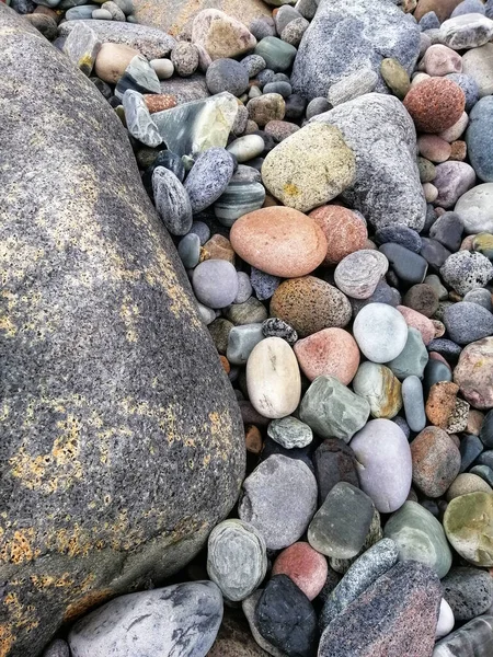 Closeup Vertical Shot Pile Colorful Pebble Stones Molen Beach Norway — Stock Photo, Image