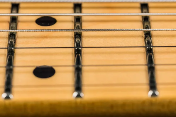 Selective Focus Oelectric Guitar Strings Fretboard — Stock Photo, Image