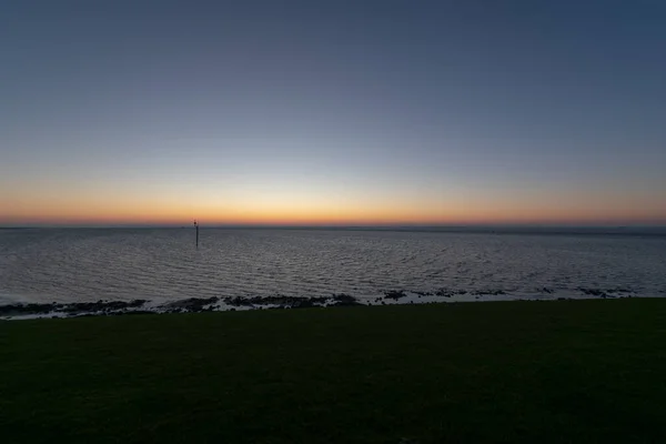 Nádherný Oranžový Západ Slunce Neohraničeném Moři Norderney — Stock fotografie