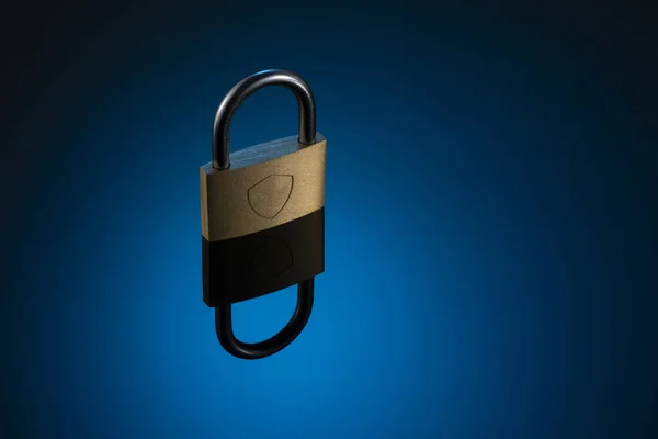 Closeup Shot Lock Reflective Blue Surface — Stock Photo, Image