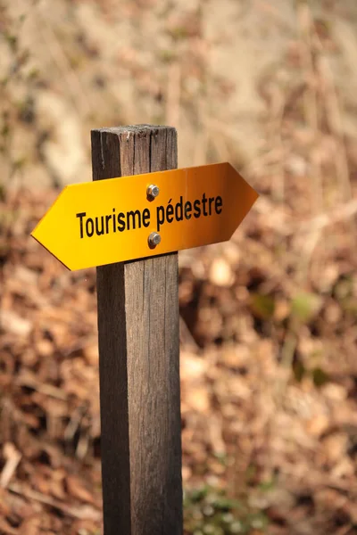 Colpo Verticale Segno Turisti Pedonali Parco — Foto Stock