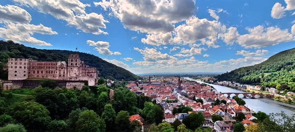 Mättad Panoramabild Över Heidelbergs Slott Heidelberg Tyskland — Stockfoto