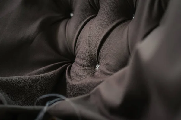 褐色扶手椅纹理的选择性聚焦拍摄 — 图库照片