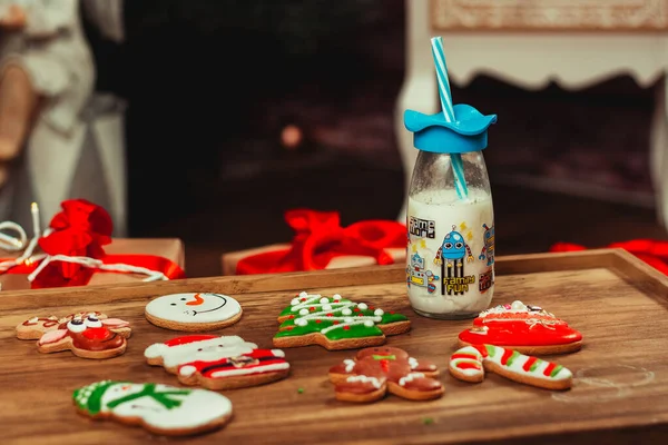 Cute Gingerbread Christmas Tree Snowman Santa Claus Reindeer Shape Cookies — Stock Photo, Image