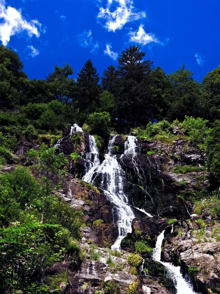 Tiro Vertical Cachoeira Todtnau Floresta Negra Alemanha — Fotografia de Stock