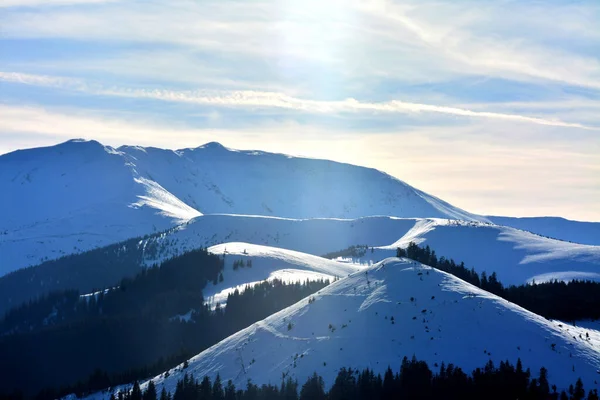 寒い冬の日にロドナ山脈から素晴らしい風景のショット — ストック写真