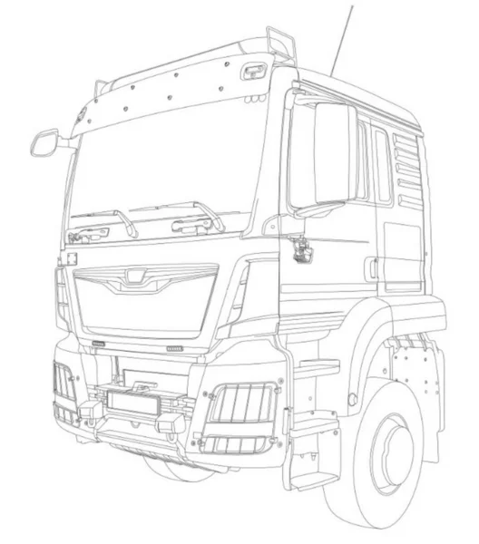 Ilustrace Obrysu Kamionu Izolovaného Bílém Pozadí — Stock fotografie