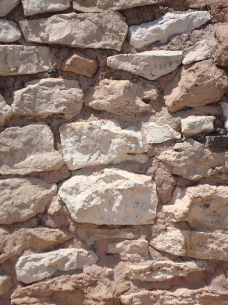 Gros Plan Texture Mur Pierre Provenant Ruines Amérindiennes Dans Tuzigoot — Photo