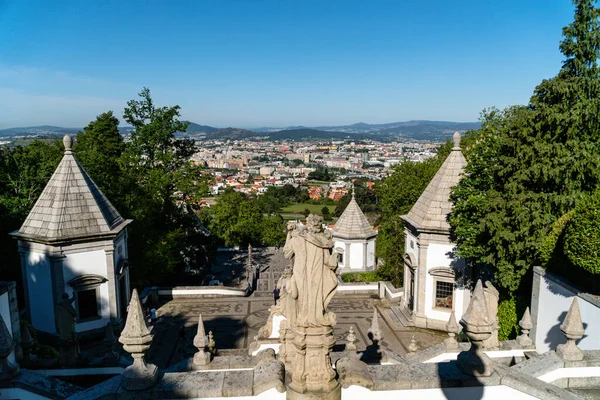 Uma Foto Alto Ângulo Famoso Bom Jesus Monte Braga Portugal — Fotografia de Stock