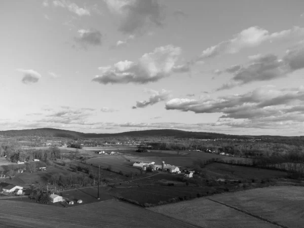 Grayscale Shot Cozy Houses Rural Area — Stock Photo, Image