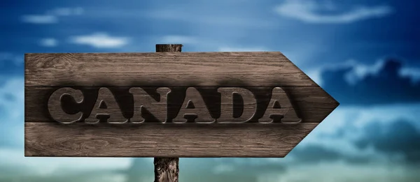 Een Illustratie Van Bewegwijzering Met Het Woord Canada Het Concept — Stockfoto