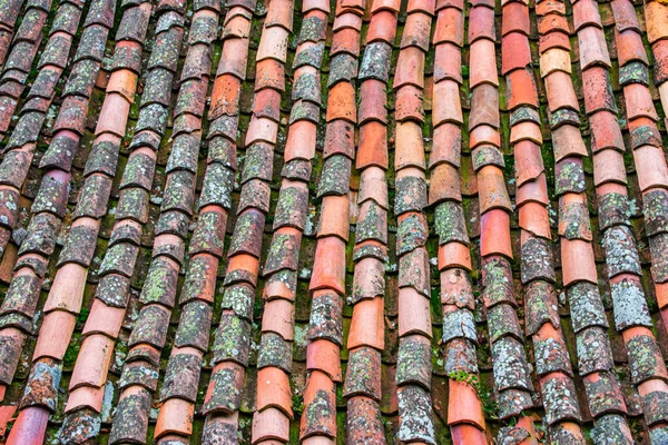 Closeup Shot Old Damaged Threadbare Red Clay Roof — Stock Photo, Image